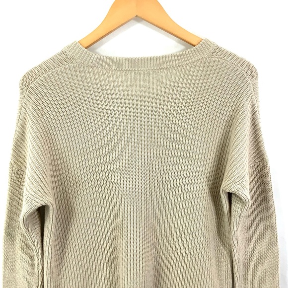 MADEWELL Ribbed Knit Sweater Thompson Pocket Pullover Sweater Fawn Oat Cream C24 - Picture 6 of 11